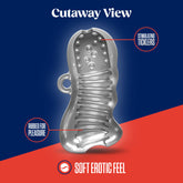 Rize Squeezy (Clear) – Textured Male Masturbator Sleeve Clear Strokers - Manual